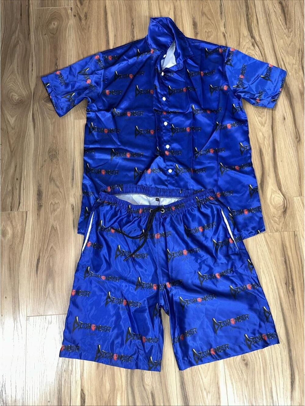 Dish Vest Mens Blue Shorts Pajamas Set Size 2XL